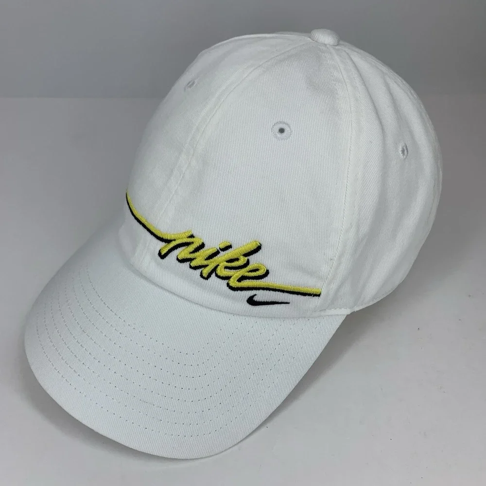 White Yellow Nike Hat Womens Heritage86 One Size Adjustable Strap Baseball Cap